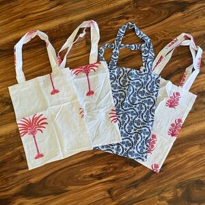 NEW Pink City Prints 4 Hand Block Printed Cotton Totes Bags Carry All Floral